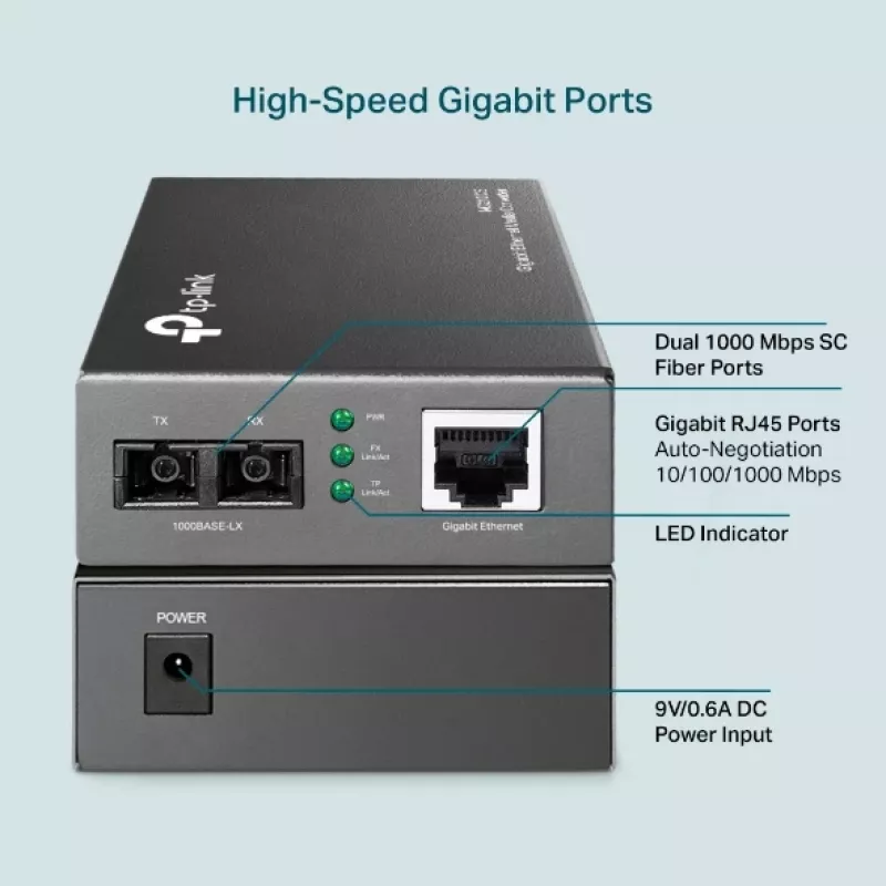 Media Converter TP-Link MC210CS, Gigabit, 1000 Mbit/s, SC Connector
