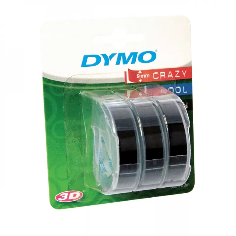 DYMO Authentic Embossing Label Tape | 9 mm x 3 m rolls | White Print on Black | Self-Adhesive | for Embossing Label Makers | 3 Count