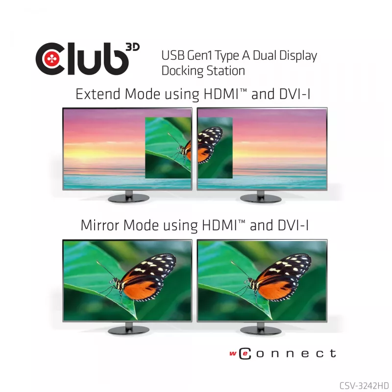 CLUB3D USB Gen1 Type A Dual Display ( HDMI and DVI) DisplayLink™ Docking Station
