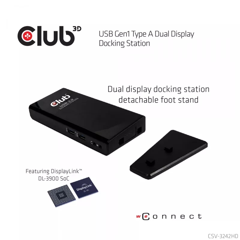 CLUB3D USB Gen1 Type A Dual Display ( HDMI and DVI) DisplayLink™ Docking Station