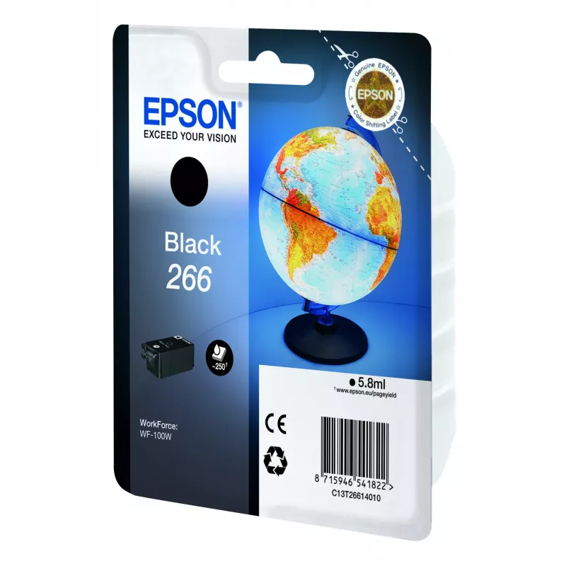 Epson Globe Singlepack Black 266 ink cartridge, Black, Pigment-based ink, 5.8 ml, 1 pc(s), 250 pages
