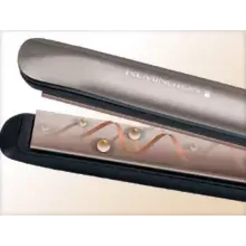 Straightening iron Remington S8590 — ceramic plates, 11 cm, 160–230°C, 5 heat levels, warm bronze