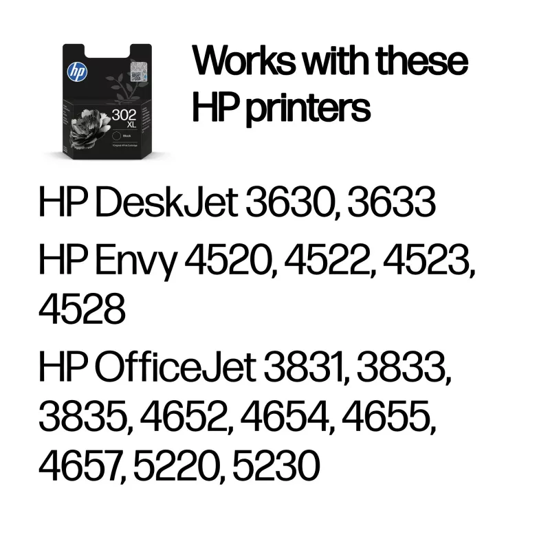 HP 302XL High Yield Black Original Ink Cartridge, Black, 1 pc(s), 430 pages