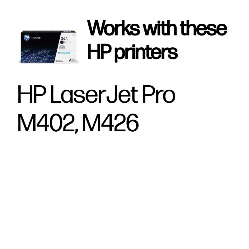 HP 26A Black Original LaserJet Toner Cartridge, 3100 pages, Black, 1 pc(s)
