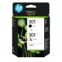 HP 301 2-pack Black/Tri-color Original Ink Cartridges, Black, Cyan, Magenta, Yellow, Pigment-based ink, 2 pc(s), 170 pages