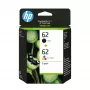 HP 62 2-pack Black/Tri-color Original Ink Cartridges, Black, Cyan, Magenta, Yellow, Pigment-based ink, 2 pc(s), 200 pages