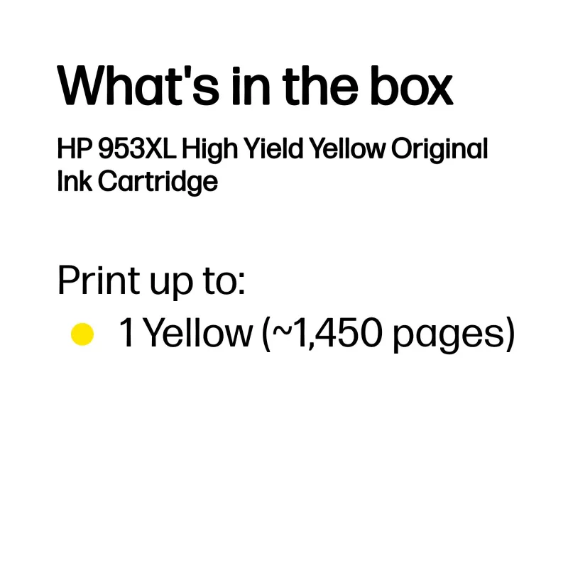 HP 953XL High Yield Yellow Original Ink Cartridge, Yellow, 1 pc(s), 1450 pages
