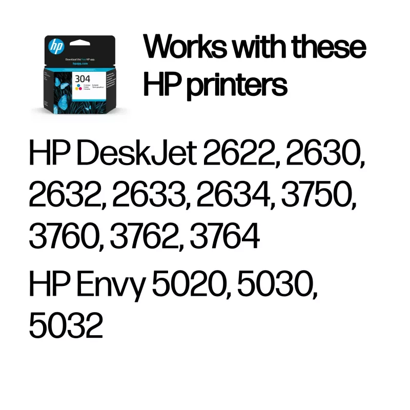 HP 304 Tri-color Original Ink Cartridge, Cyan, Magenta, Yellow, 1 pc(s), 100 pages