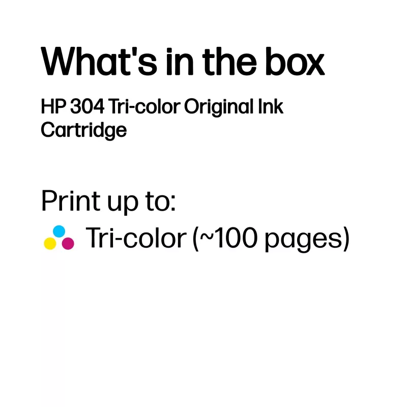 HP 304 Tri-color Original Ink Cartridge, Cyan, Magenta, Yellow, 1 pc(s), 100 pages