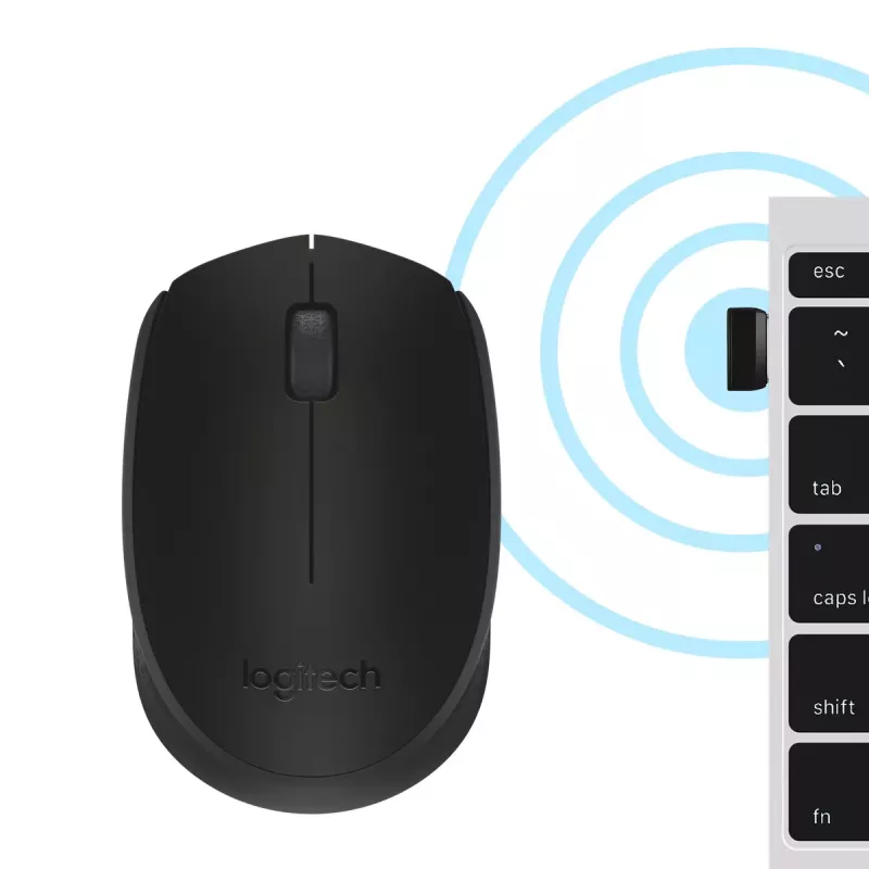 Wireless Optical Mouse Logitech B170 RF, Ambidextrous, 3 Buttons, Black, 10 m Range, Up to 12 Months Battery