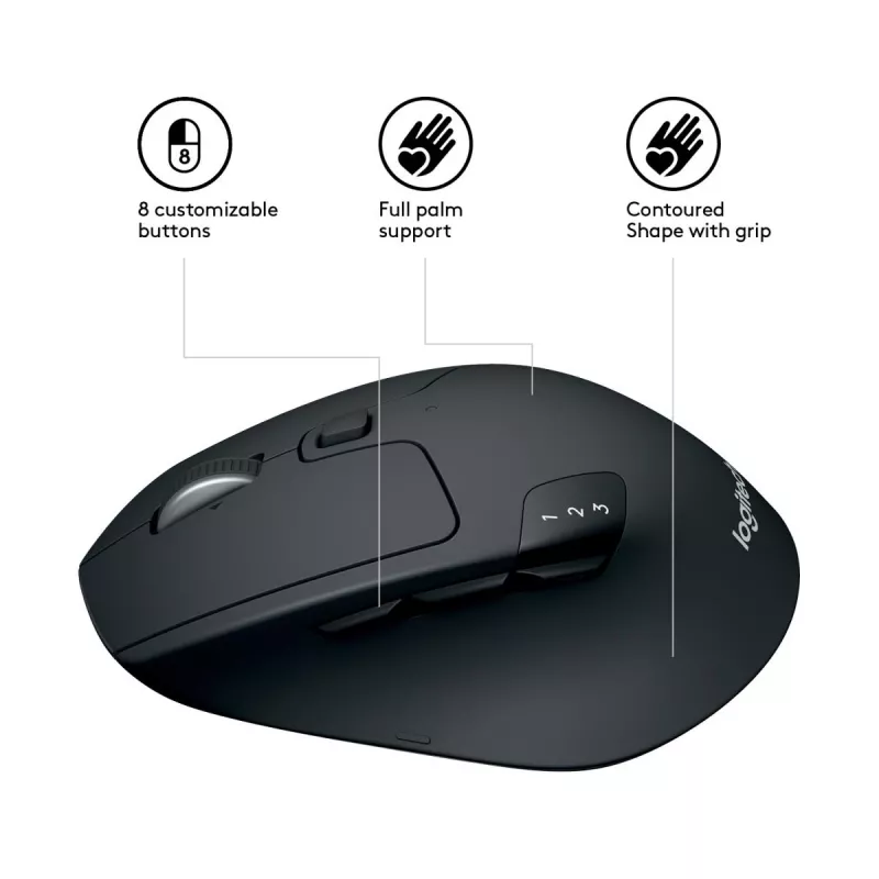 LOGITECH M720 Triathlon Multi Device Wireless Mouse - Black