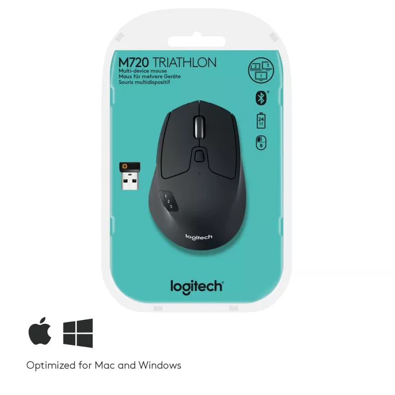 LOGITECH M720 Triathlon Multi Device Wireless Mouse - Black