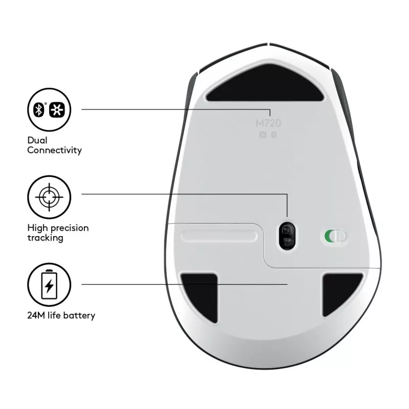 LOGITECH M720 Triathlon Multi Device Wireless Mouse - Black