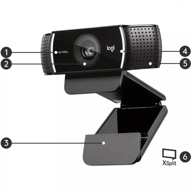 Logitech C922 1920 x 1080pixels USB Black webcam