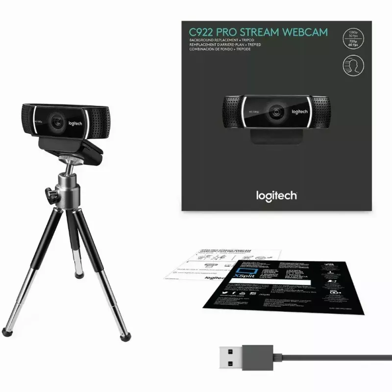 Logitech C922 1920 x 1080pixels USB Black webcam