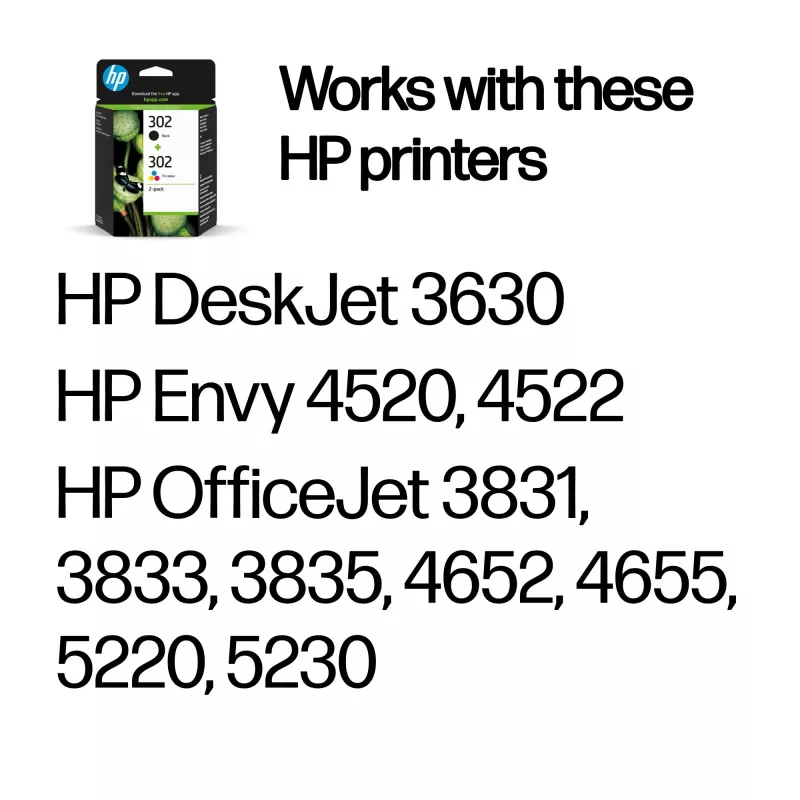 HP 302 2-pack Black/Tri-color Original Ink Cartridges