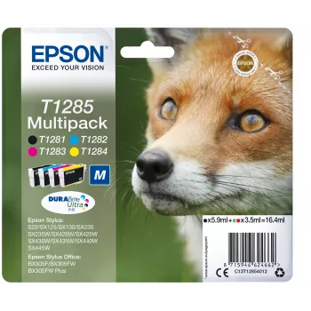 Epson Fox Multipack 4-colours T1285 DURABrite Ultra Ink, Black, Cyan, Magenta, Yellow, 5.9 ml, 3.5 ml, 1 pc(s), Multi pack