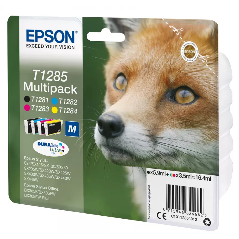 Epson Fox Multipack 4-colours T1285 DURABrite Ultra Ink, Black, Cyan, Magenta, Yellow, 5.9 ml, 3.5 ml, 1 pc(s), Multi pack