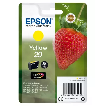 Epson Strawberry Singlepack Yellow 29 Claria Home Ink, Standard Yield, Yellow, Pigment-based ink, 3.2 ml, 1 pc(s), 180 pages