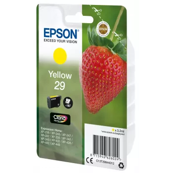 Epson Strawberry Singlepack Yellow 29 Claria Home Ink, Standard Yield, Yellow, Pigment-based ink, 3.2 ml, 1 pc(s), 180 pages