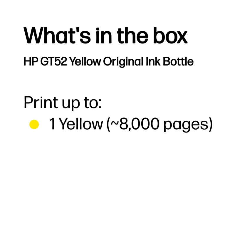 HP GT52 Yellow Original Ink Bottle