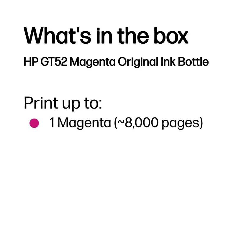 HP GT52 Magenta Original Ink Bottle