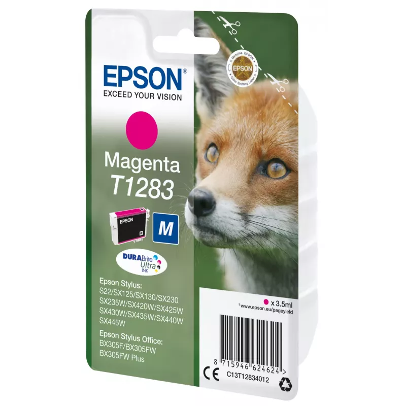 Epson Fox Singlepack Magenta T1283 DURABrite Ultra Ink, Magenta, Pigment-based ink, 3.5 ml, 1 pc(s), 160 pages
