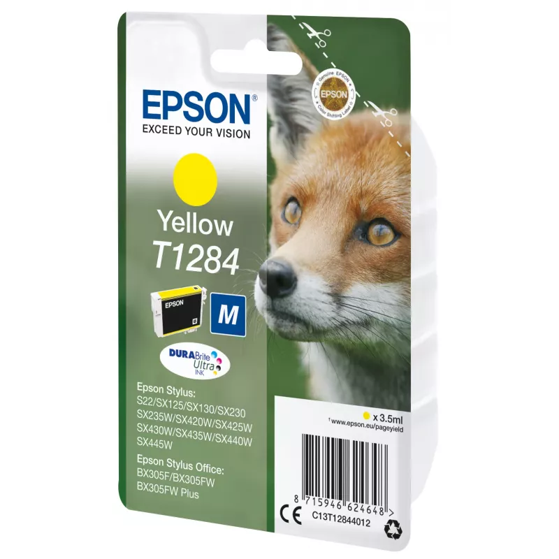 Epson Fox Singlepack Yellow T1284 DURABrite Ultra Ink, Yellow, Pigment-based ink, 3.5 ml, 1 pc(s), 260 pages
