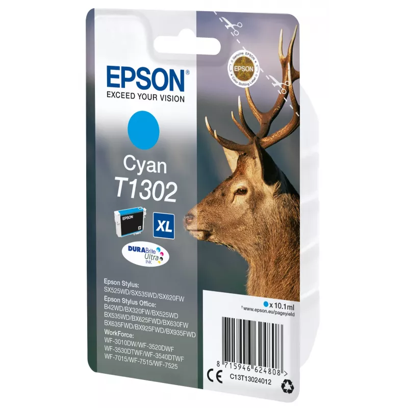 Epson Stag Singlepack Cyan T1302 DURABrite Ultra Ink