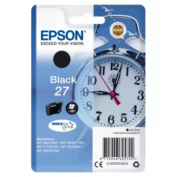 Epson Alarm clock Singlepack Black 27 DURABrite Ultra Ink, Standard Yield, Black, Pigment-based ink, 6.2 ml, 1 pc(s), 350 pages