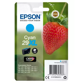 Epson Strawberry Singlepack Cyan 29XL Claria Home Ink, High (XL) Yield, Cyan, 6.4 ml, 1 pc(s), 450 pages