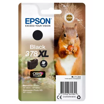 Epson Squirrel Singlepack Black 378XL Claria Photo HD Ink, High (XL) Yield, Black, Pigment-based ink, 11.2 ml, 1 pc(s), 500 pages