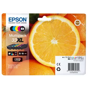 Epson Oranges Multipack 5-colours 33XL Claria Premium Ink, High (XL) Yield, Black, Photo black, Cyan, Magenta, Yellow, Pigment-based ink, Dye-based ink, 12.2 ml, 8.9 ml