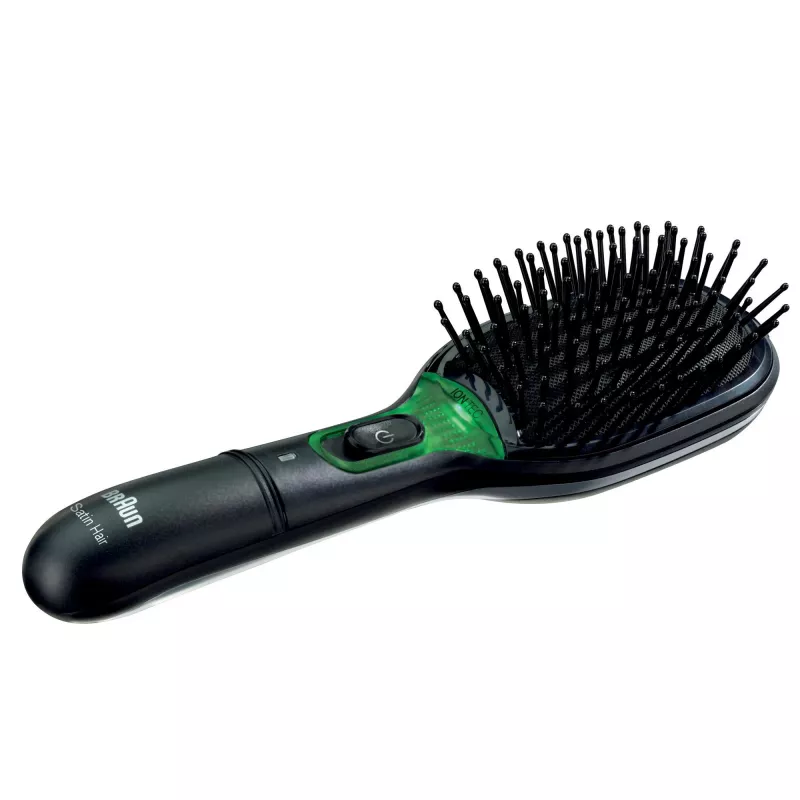 Paddle hairbrush BRAUN BR710 for adults, black and green, 175 g