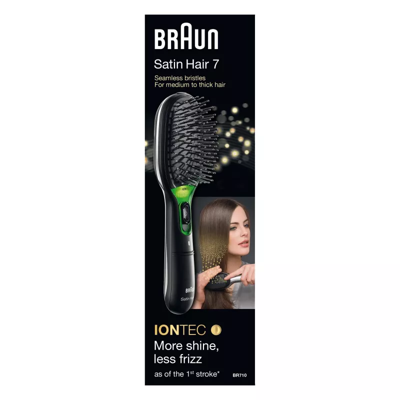 Paddle hairbrush BRAUN BR710 for adults, black and green, 175 g