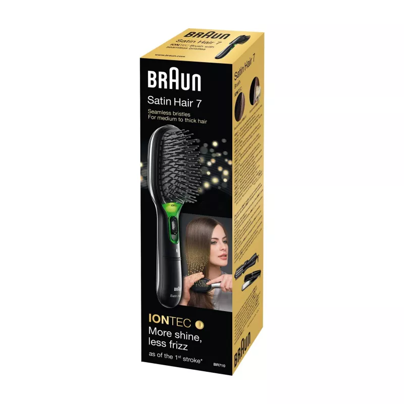 Paddle hairbrush BRAUN BR710 for adults, black and green, 175 g