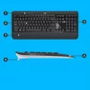 Wireless keyboard and mouse set Logitech MK540 Advanced — full-size QWERTY keyboard, USB receiver, US layout, ergonomic mouse, black/white