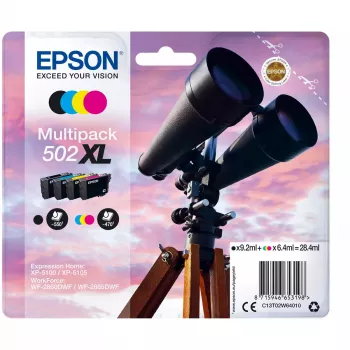 Cartridge Epson Ink C13T02W64010 502XL XL Black Cyan Magenta Yellow