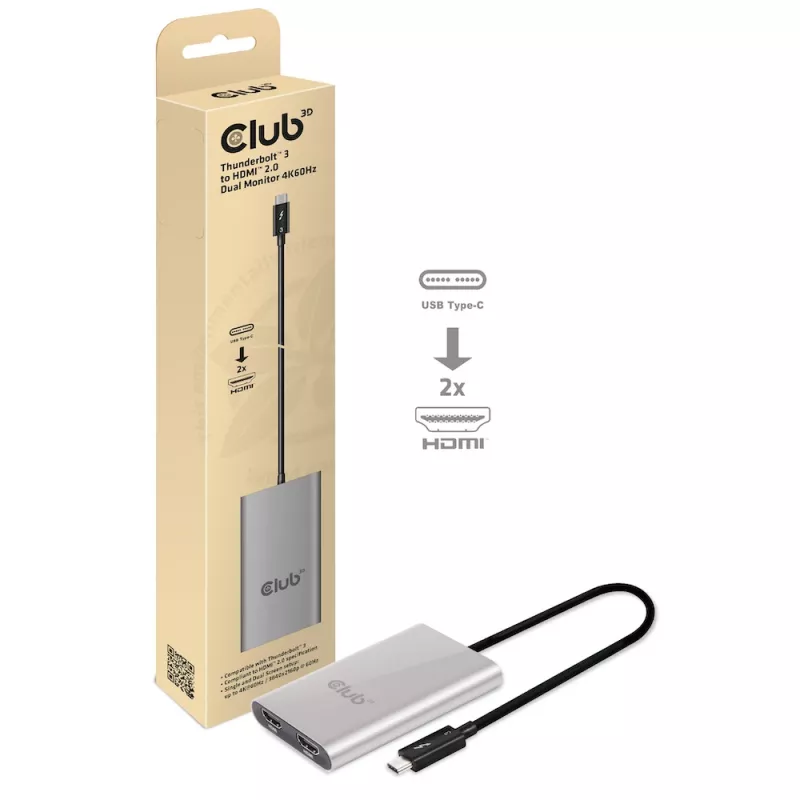 Adapter CLUB3D Thunderbolt 3 to Dual HDMI 2.0