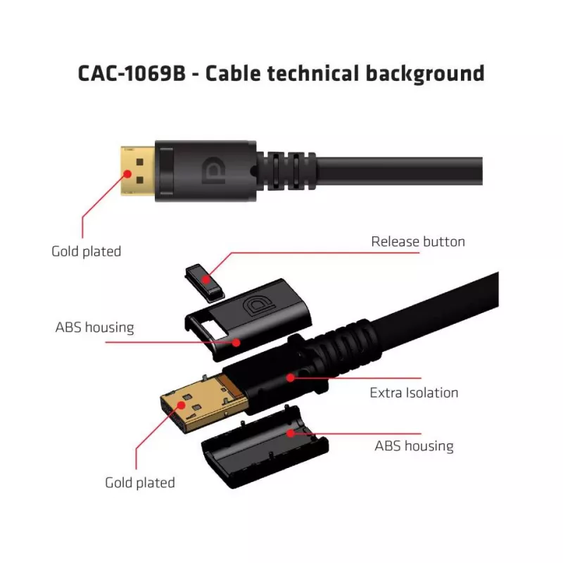 CLUB3D DisplayPort 1.4 HBR3 8K Cable M/M 4m /13.12ft, 4 m, DisplayPort, DisplayPort, Male, Male, 7680 x 4320 pixels