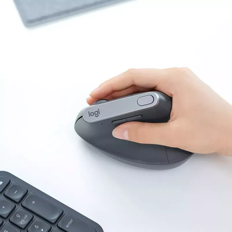 Ergonomic wireless mouse Logitech MX Vertical, MX Vertical, 4000 DPI, RF Wireless + Bluetooth, right-hand, Graphite, office use