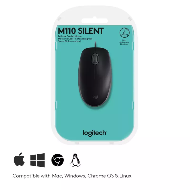 Mouse Logitech B110 Silent Wired USB Black