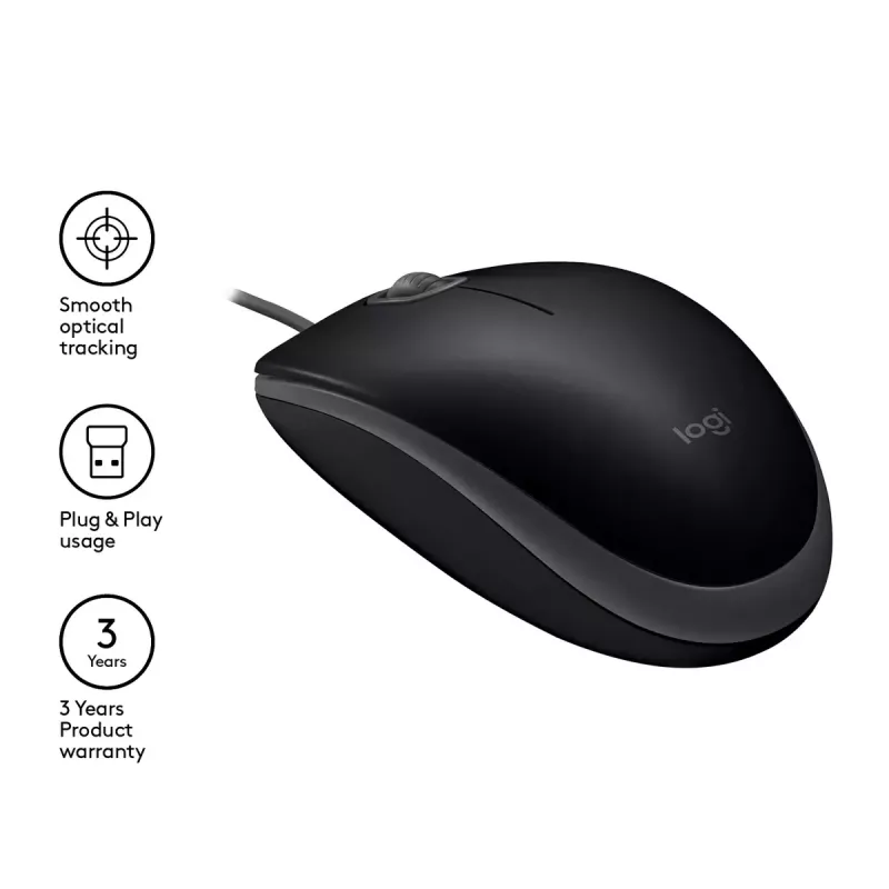 Mouse Logitech B110 Silent Wired USB Black