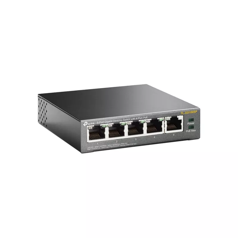 TP-Link 5-Port Gigabit Desktop PoE Switch with 4-Port, Unmanaged, Gigabit Ethernet (10/100/1000), Power over Ethernet (PoE)