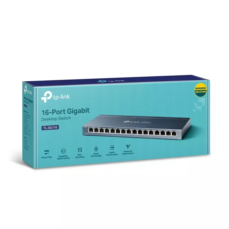 TP-Link 16-Port Gigabit Desktop Network Switch, Unmanaged, Gigabit Ethernet (10/100/1000), Full duplex