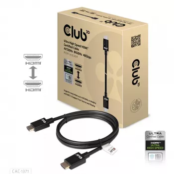 CLUB3D Ultra High Speed HDMI 4K120Hz, 8K60Hz Certified Cable 48Gbps M/M 1 m/3.28 ft
