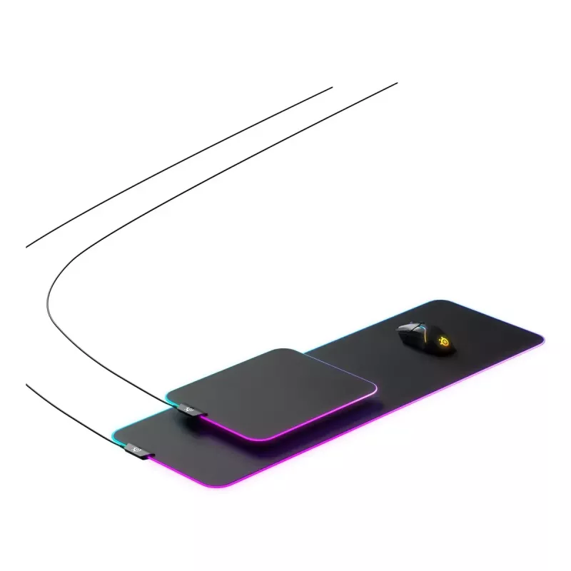 Gaming mouse pad STEELSERIES QcK Prism Cloth XL — Cloth surface, 900×300 mm, 4 mm thickness, RGB backlight