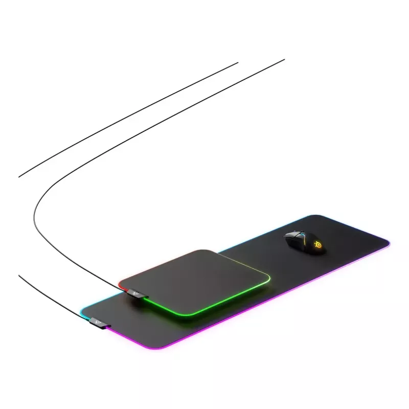Gaming mouse pad STEELSERIES QcK Prism Cloth XL — Cloth surface, 900×300 mm, 4 mm thickness, RGB backlight
