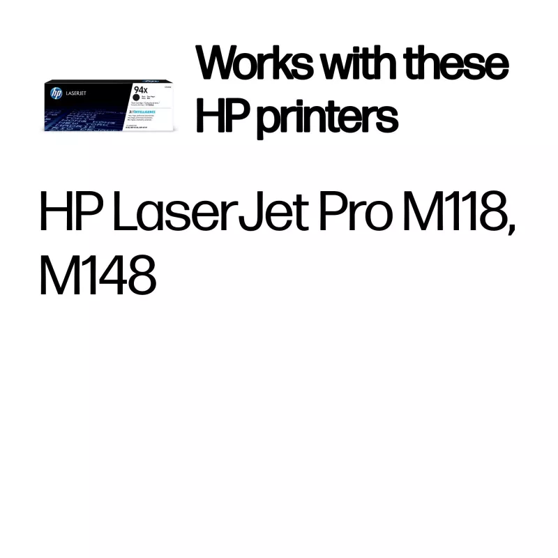HP 94X High Yield Black Original LaserJet Toner Cartridge, 2800 pages, Black, 1 pc(s)