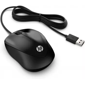HP Wired Mouse 1000, Ambidextrous, USB Type-A, 1200 DPI, Black